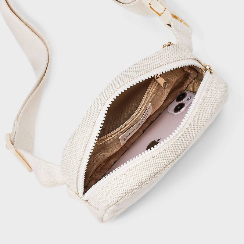 slide 4 of 5, Essential Belt Crossbody Bag - Universal Thread™ Taupe: Adjustable Strap, 100% Recycled Cotton, Lightweight, 46.85" Max Strap Length, 1 ct