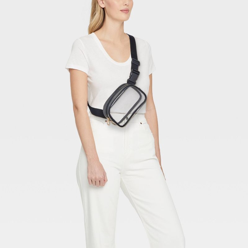 slide 2 of 5, Essential Belt Crossbody Bag - Universal Thread™ Clear/Black: TPU Shell, Adjustable Strap, Crossbody Style, Solid Pattern, 1 ct