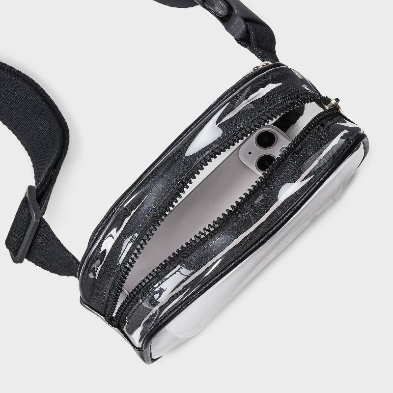 slide 4 of 5, Essential Belt Crossbody Bag - Universal Thread™ Clear/Black: TPU Shell, Adjustable Strap, Crossbody Style, Solid Pattern, 1 ct