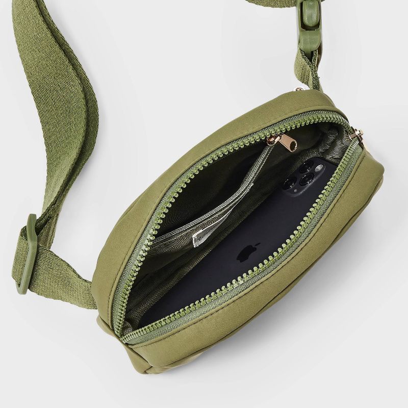 slide 4 of 5, Essential Belt Crossbody Bag - Universal Thread™ Green: Adjustable Strap, Recycled Nylon, Lightweight Crossbody, 1 ct