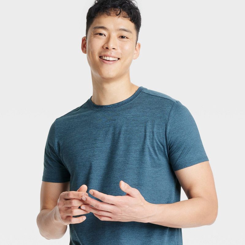 slide 3 of 3, Men's Short Sleeve Soft Stretch T-Shirt - All In Motion™ Navy Blue XL: Moisture Wicking, Quick Dry, UPF 50+, 1 ct