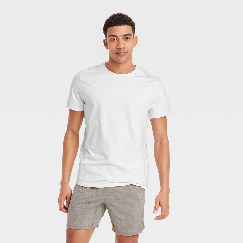 slide 1 of 3, Men's Short Sleeve Soft Stretch T-Shirt - All In Motion™ White XL, 1 ct