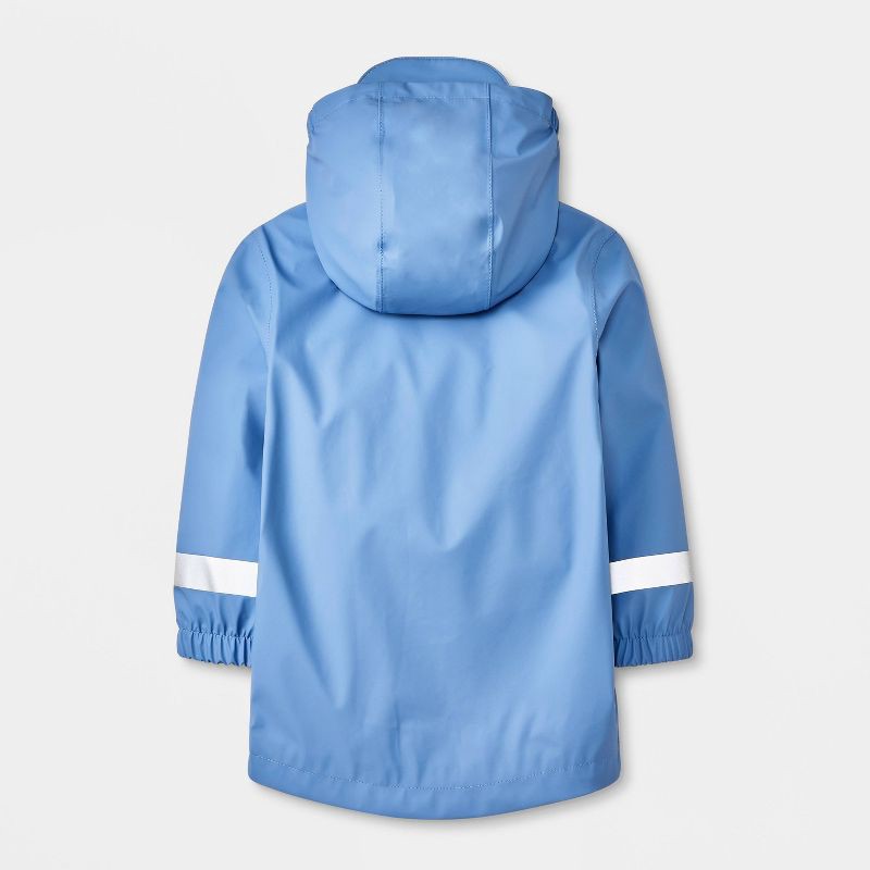 slide 2 of 4, Toddler Solid Rain Coat - Cat & Jack™ Blue 5T: Water-Resistant, Hooded, Reflective, Elastic Cuffs, 1 ct