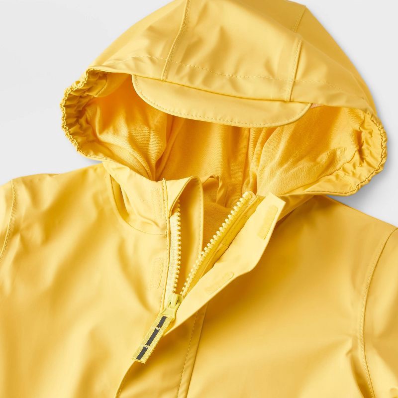 slide 3 of 4, Baby Solid Rain Coat - Cat & Jack™ Yellow 18M: Water-Resistant, Hooded, Reflective Details, Elastic Cuffs, 1 ct