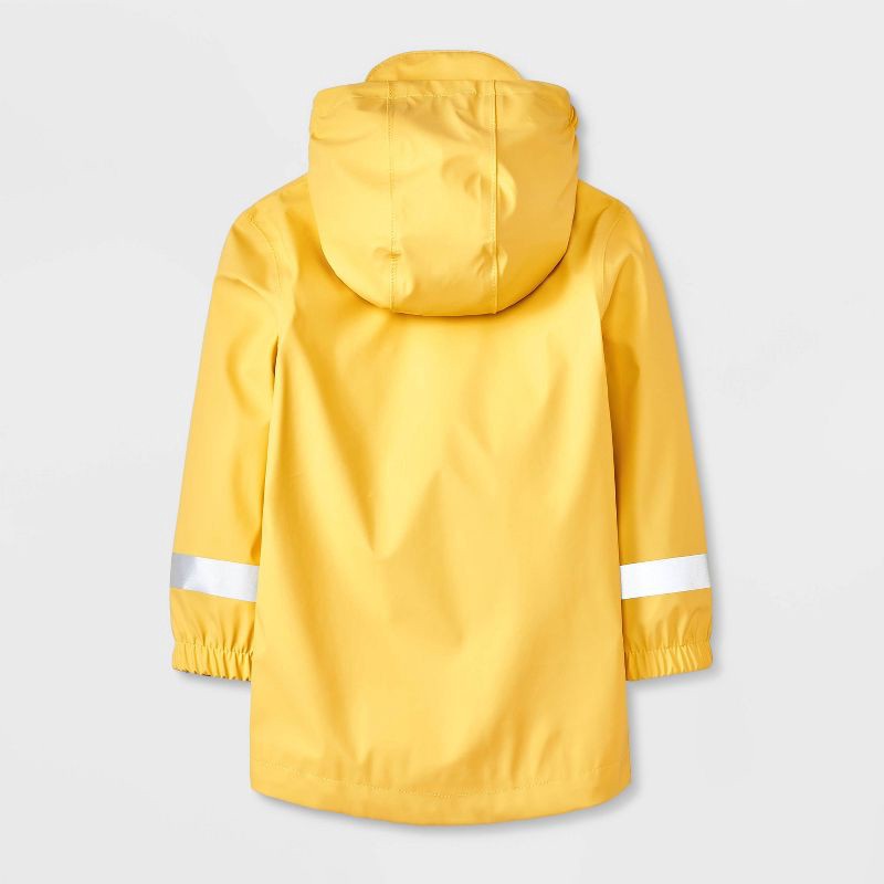slide 2 of 4, Toddler Solid Rain Coat - Cat & Jack™ Yellow 2T: Water-Resistant, Hooded, Elastic Cuffs, Reflective Details, 1 ct