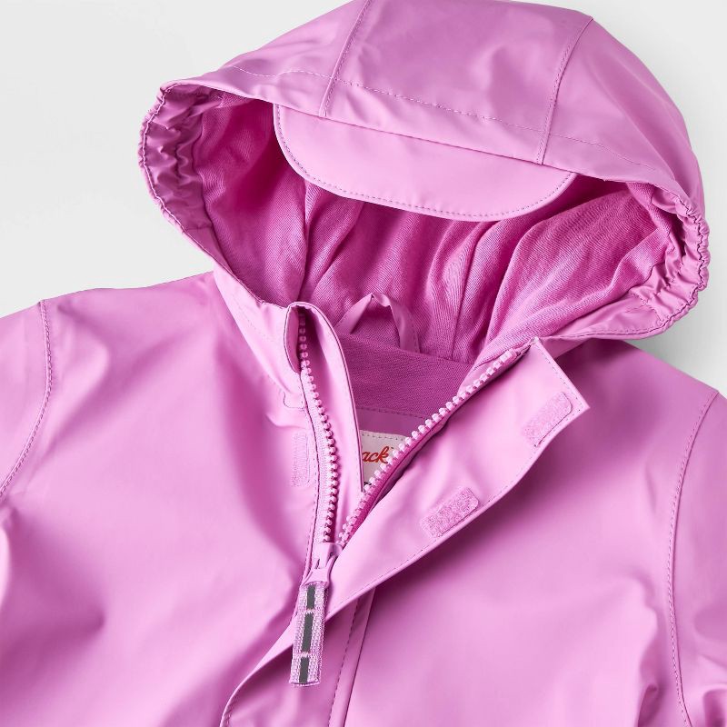 slide 3 of 4, Toddler Solid Rain Coat - Cat & Jack™ Mauve 4T: Water-Resistant, Hooded, Elastic Cuffs, Reflective Details, Machine Washable, 1 ct