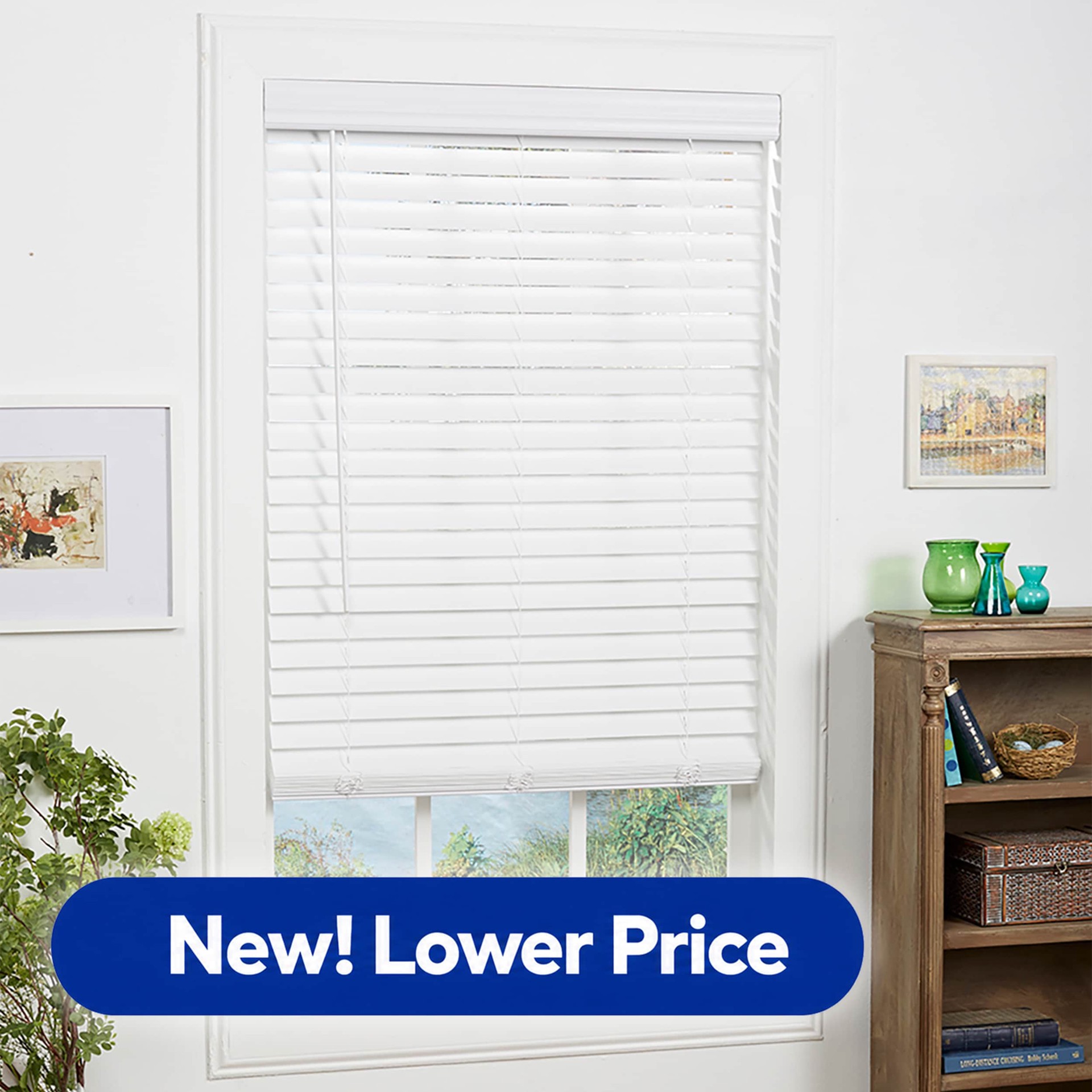 slide 1 of 6, allen + roth Trim at Home 2-in Slat Width 27-in x 64-in Cordless White Faux Wood Room Darkening Horizontal Blinds, 1 ct
