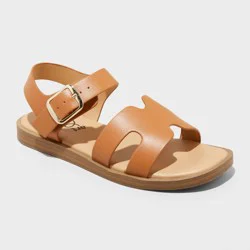 Kids' Mari Ankle Strap Sandals - art class™ Cognac 2: Open Toe, Buckle Closure, Textured Outsole