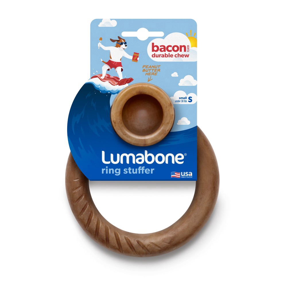 slide 1 of 1, Lumabone Bacon Ring Stuffer Small Dog Chew Toy, 1 ct