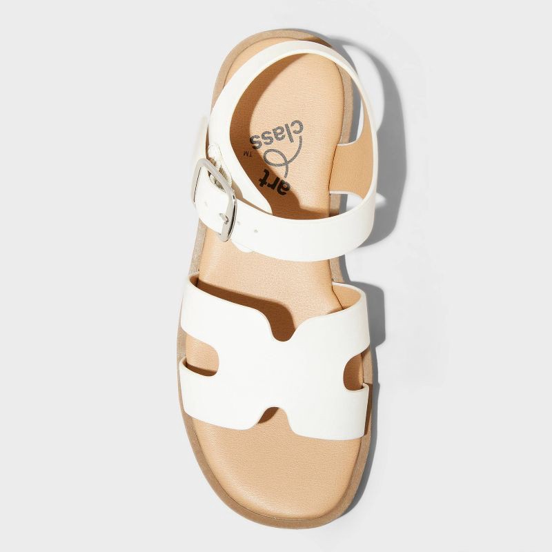 slide 3 of 4, Kids' Mari Ankle Strap Sandals - art class™ White 1: Open Toe, Buckle Closure, Textured Outsole, 1 ct