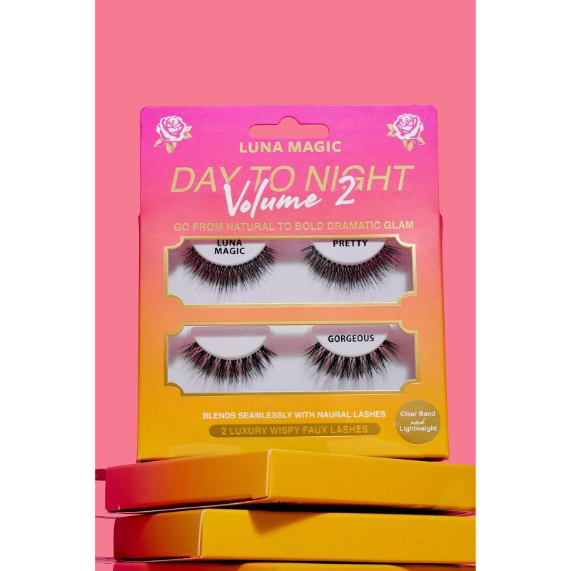 slide 3 of 6, LUNA MAGIC Day to Night False Eyelashes - Pretty & Gorgeous - 2ct, 2 ct