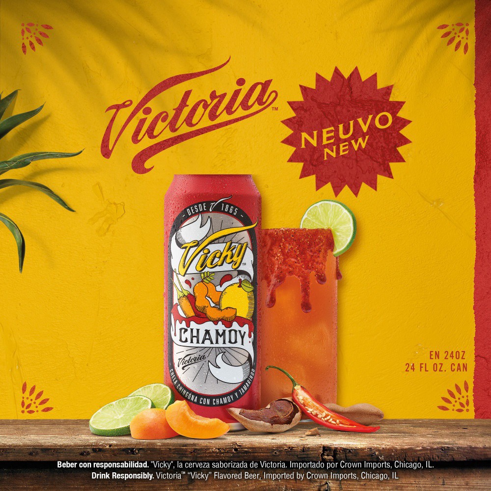 slide 4 of 7, Victoria Vicky Chamoy Mexican Import Flavored Beer, 24 fl oz Can, 3.5% ABV, 24 fl oz