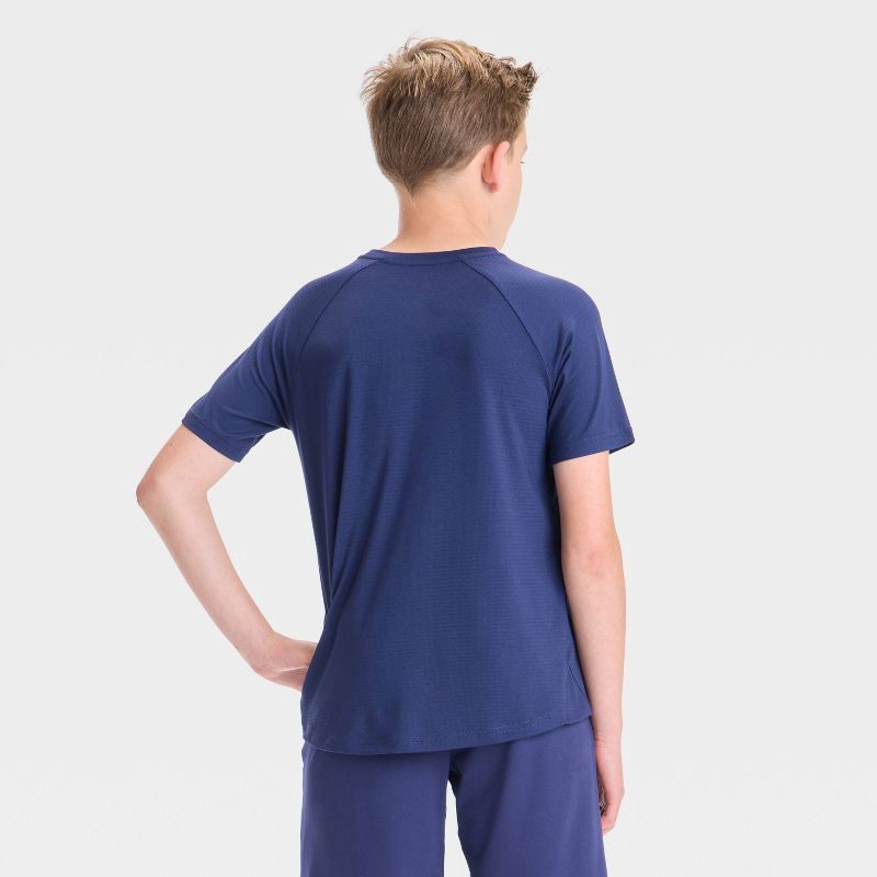 slide 2 of 3, Boys' Raglan Active T-Shirt - All In Motion™ Navy Blue S: Lightweight Mesh, Fit, Short Sleeve, 1 ct