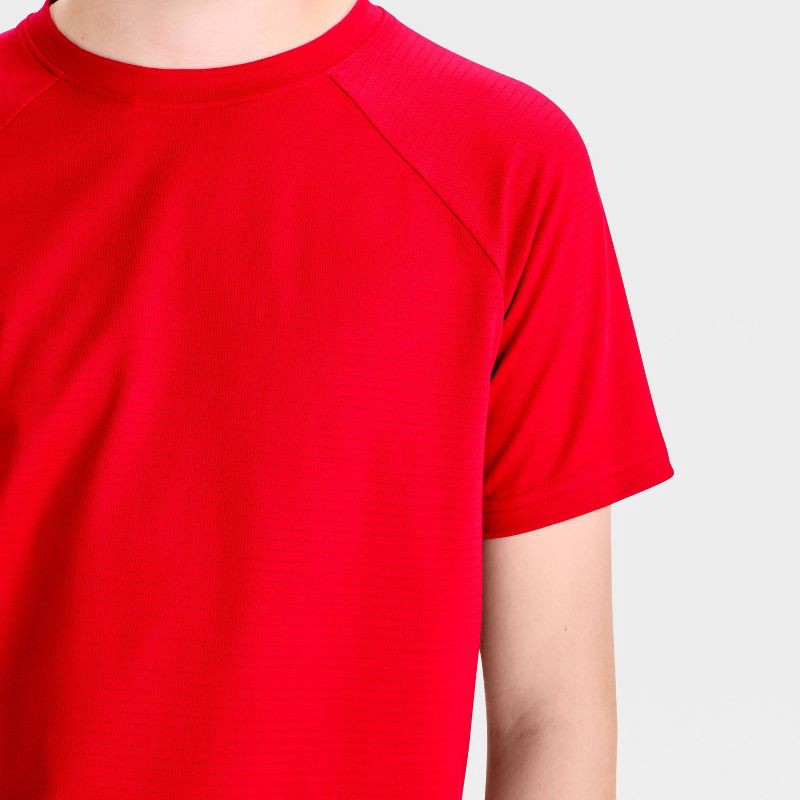 slide 3 of 3, Boys' Raglan Active T-Shirt - All In Motion™ Red S: Lightweight Mesh, Fit, Short Sleeve, Below Waist Length, 1 ct