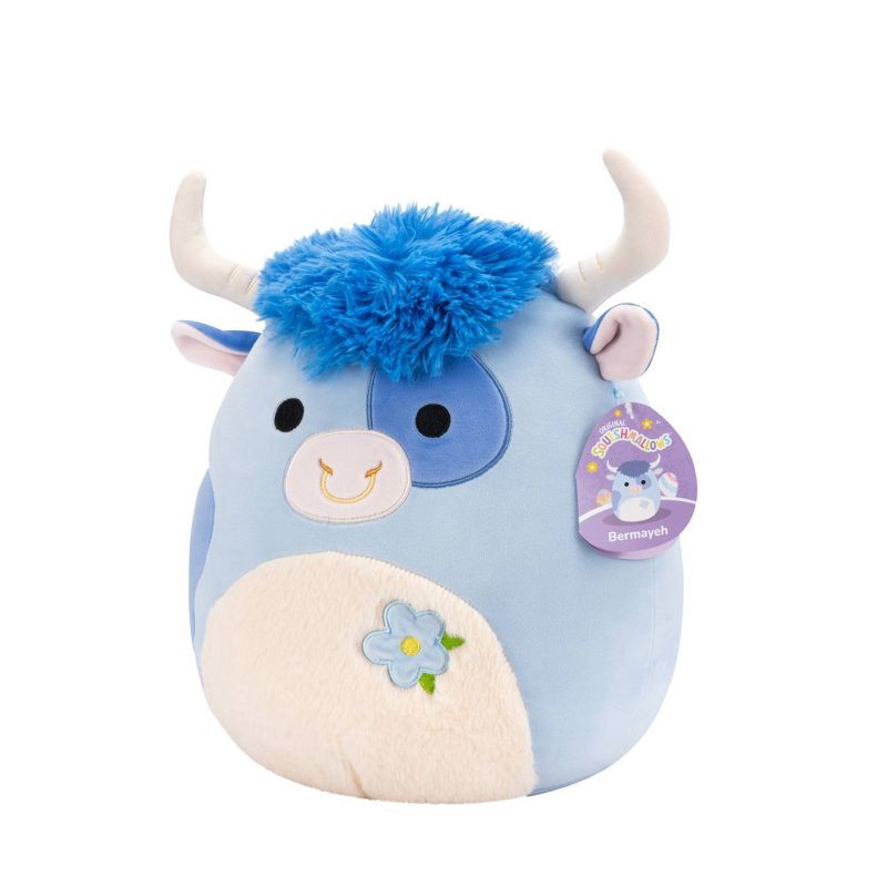 slide 10 of 11, Squishmallows 12" Bermayeh Blue Ball with Fuzzy White Belly and Flower Medium Plush, 1 ct