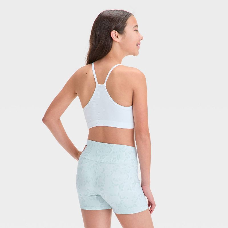 slide 2 of 3, Girls' Seamless Sports Bra - All In Motion™ White XL: Racerback, Pullover, Removable Cup, Knit Fabric, 1 ct