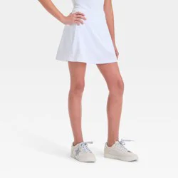 Girls' Active Light Woven Skort - All In Motion™ White S: Recycled Polyester, Spandex, Elastic Waistband, Built-in Shorts