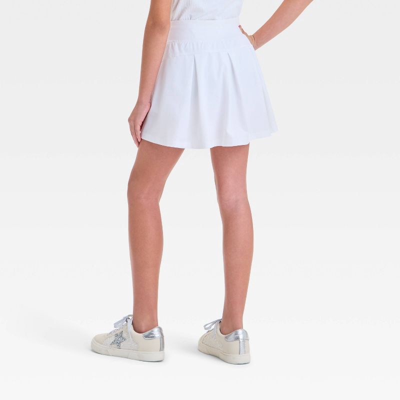 slide 2 of 3, Girls' Active Light Woven Skort - All In Motion™ White L: Moisture Wicking, Quick Dry, 4-Way Stretch, 1 ct