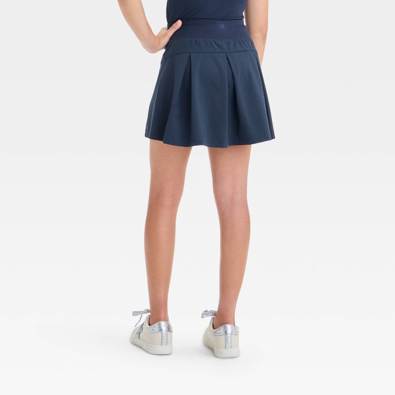 slide 2 of 3, Girls' Active Light Woven Skort - All In Motion™ Navy Blue M: Moisture Wicking, Quick Dry, 4-Way Stretch, 1 ct