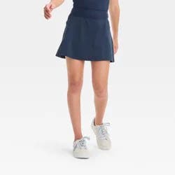 Girls' Active Light Woven Skort - All In Motion™ Navy Blue M: Moisture Wicking, Quick Dry, 4-Way Stretch