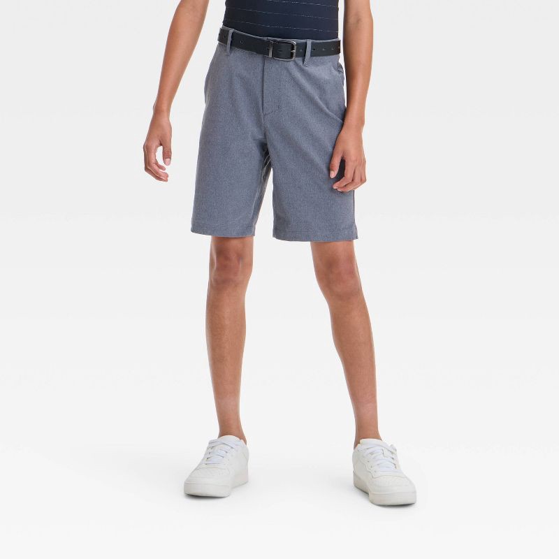 slide 1 of 3, Boys' Golf Shorts - All In Motion™ Heather Gray 7: Lightweight Bottoms, UPF 50+, Recycled Polyester, Spandex, 1 ct