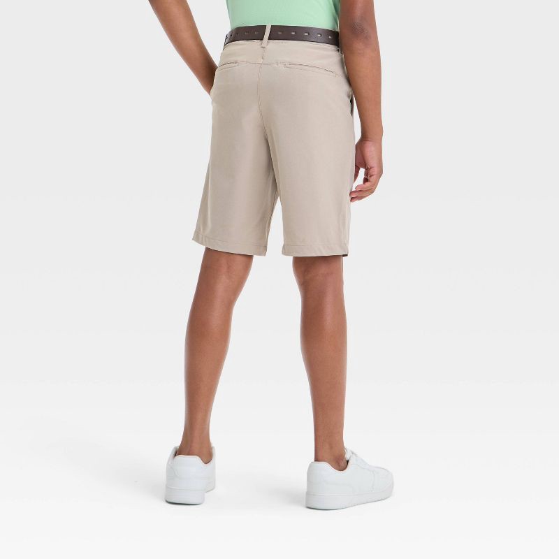 slide 2 of 3, Boys' Golf Shorts - All In Motion™ Tan 12: UPF 50+ Protection, 4-Way Stretch, Recycled Polyester, Lightweight Fabric, 1 ct