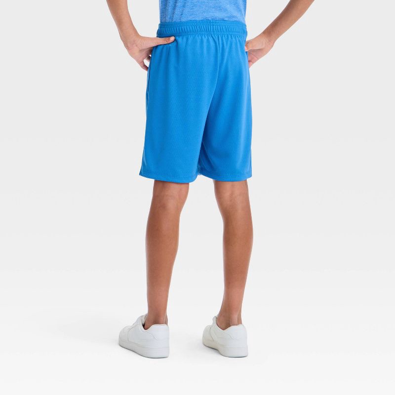 slide 2 of 3, Boys' Mesh Shorts - All In Motion™ Aqua Blue XS: Recycled Polyester, Extra Lightweight, Regular Fit, Elastic Waistband, 1 ct