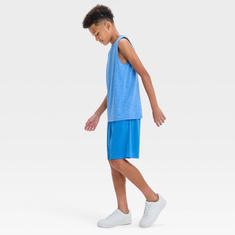 slide 3 of 3, Boys' Mesh Shorts - All In Motion™ Aqua Blue XS: Recycled Polyester, Extra Lightweight, Regular Fit, Elastic Waistband, 1 ct