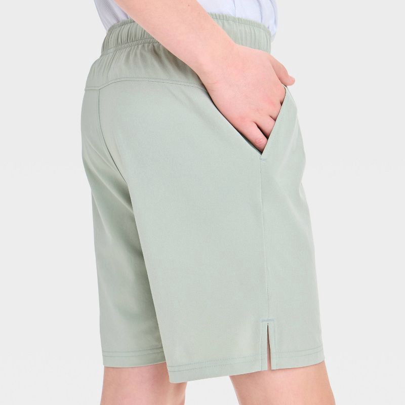 slide 3 of 3, Boys' Active Light Shorts - All In Motion™ Gray XS: Recycled Polyester, Spandex, UPF 50+, Zippered Pocket, 1 ct