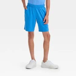 Boys' Active Light Woven Shorts - All In Motion™ Blue XS: Recycled Polyester, Spandex, UPF 50+, Zippered Pocket, Elastic Waistband