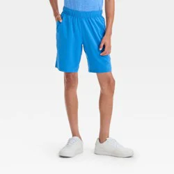 Boys' Active Light Woven Shorts - All In Motion™ Blue XL: Recycled Polyester, Spandex, UPF 50+, Zippered Pocket