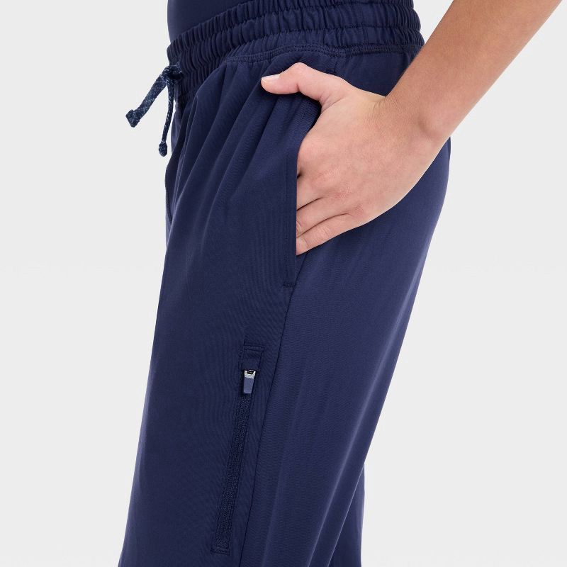 slide 3 of 3, Boys' Soft Stretch Jogger Pants - All In Motion™ Navy Blue L: Recycled Polyester, Spandex, Zippered Pocket, Machine Wash, 1 ct