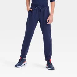 Boys' Soft Stretch Jogger Pants - All In Motion™ Navy Blue XL: Recycled Polyester, Spandex, Zippered Pocket, Machine Wash
