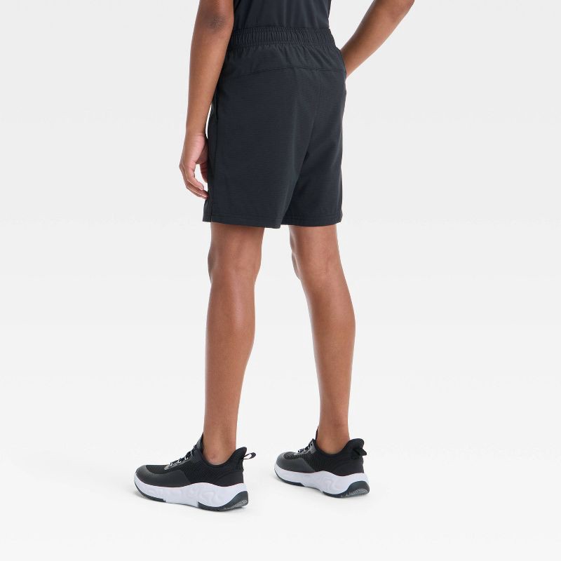 slide 2 of 3, Boys' Textured Woven Shorts - All In Motion™ Black XL: Moisture Wicking, Quick Dry, Elastic Waist, 6" Inseam, 1 ct