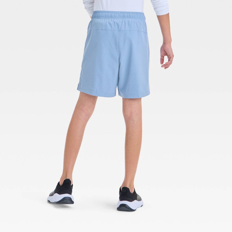 slide 2 of 3, Boys' Textured Woven Shorts - All In Motion™ Light Blue XL: Recycled Polyester, Spandex, Moisture Wicking, Quick Drying, 1 ct