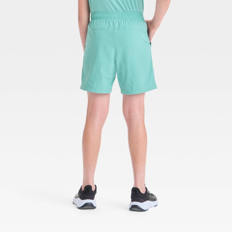 slide 2 of 3, Boys' Textured Woven Shorts - All In Motion™ Light Teal Green M: Moisture Wicking, Quick Dry, Elastic Waistband, 1 ct