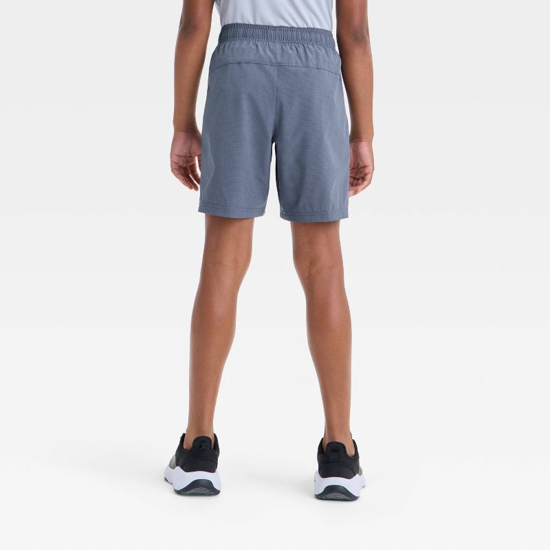 slide 2 of 3, Boys' Textured Woven Shorts - All In Motion™ Dark Gray L: Moisture Wicking, Quick Dry, Elastic Waistband, 1 ct