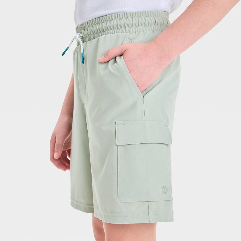 slide 3 of 3, Boys' Adventure Shorts - All In Motion™ Light Green S: Recycled Polyester, Elastic Waist, Side Pocket, 1 ct