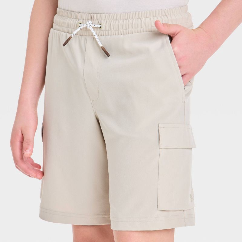slide 3 of 3, Boys' Adventure Shorts - All In Motion™ Beige L: Lightweight Woven Bottoms, Mid Rise, Elastic Waist, 1 ct