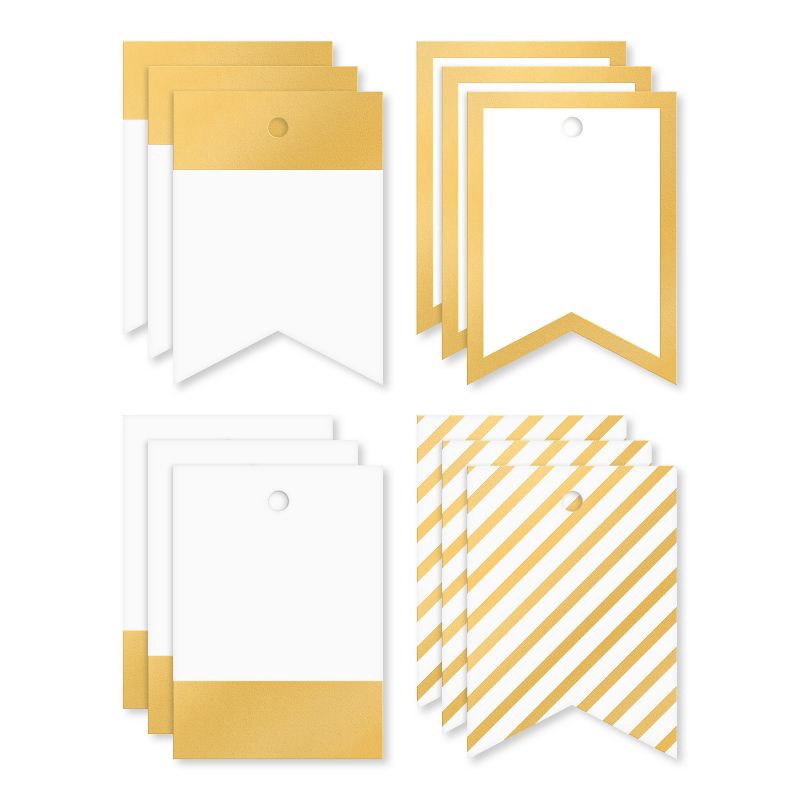slide 2 of 3, American Greetings 12ct Blank Gift Tags with Strings Gold/White, 12 ct