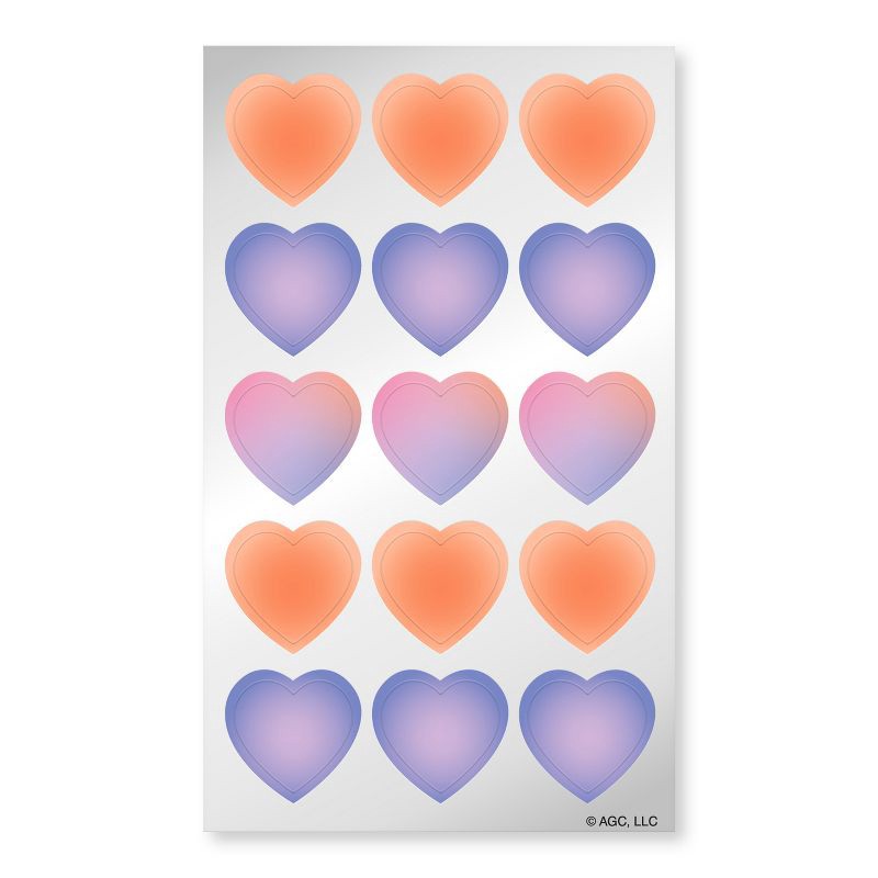 slide 1 of 4, American Greetings 30ct 2 Sheets Heart Stickers or Envelope Seals Pink/Purple/Ombre Hearts, 30 ct; 2 sheets