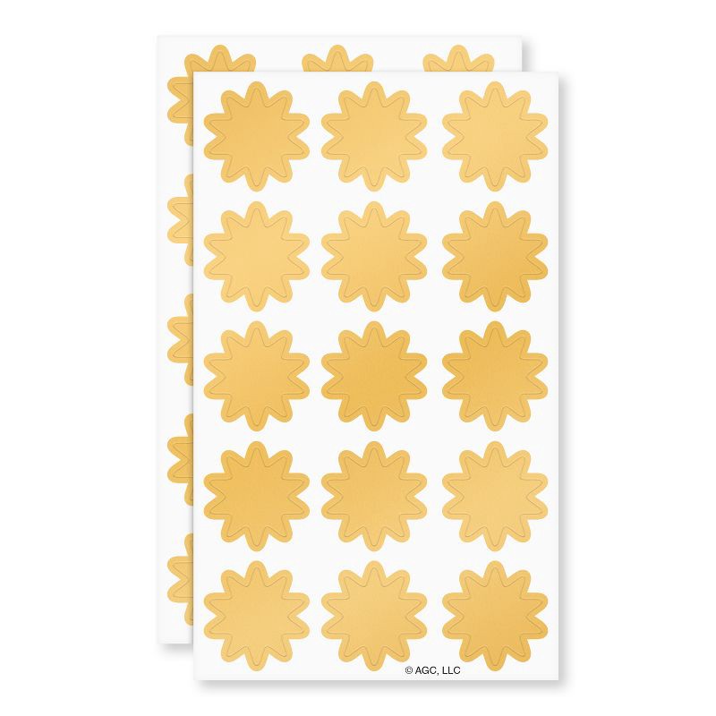 slide 2 of 4, American Greetings 30ct 2 Sheets Stickers or Envelope Seals Shiny Gold Star Burst, 30 ct, 2 sheets