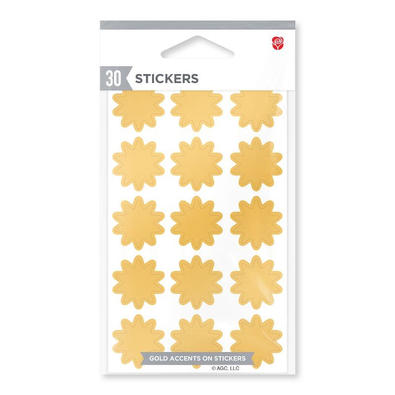 slide 4 of 4, American Greetings 30ct 2 Sheets Stickers or Envelope Seals Shiny Gold Star Burst, 30 ct, 2 sheets