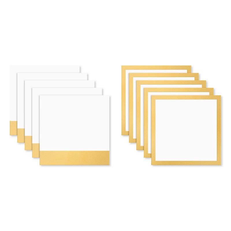 slide 2 of 3, American Greetings 10ct Blank Mini Stationery Note Cards with Envelopes Gold/White, 10 ct