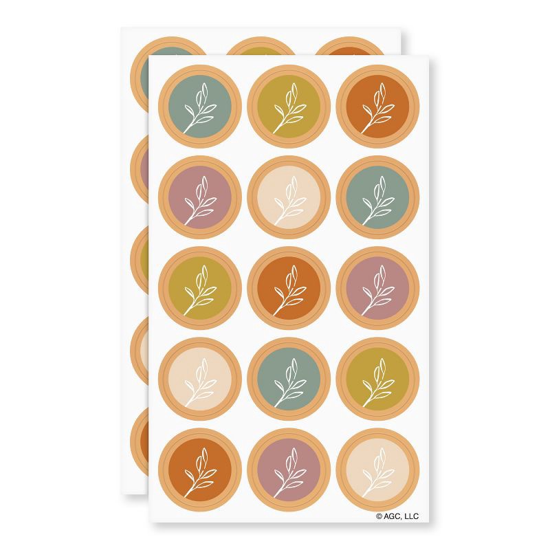 slide 2 of 4, American Greetings 30ct Stickers or Envelope Seals Boho Neutral Leaf Print, 30 ct