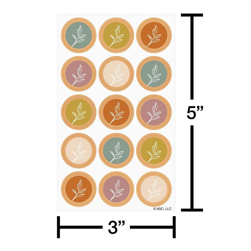 slide 3 of 4, American Greetings 30ct Stickers or Envelope Seals Boho Neutral Leaf Print, 30 ct