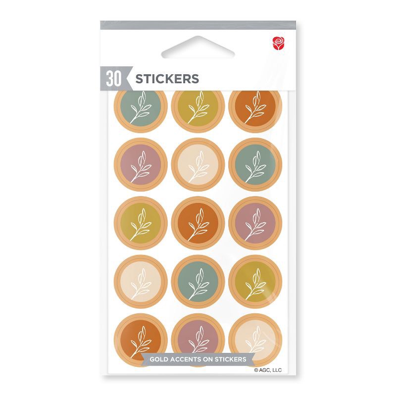 slide 4 of 4, American Greetings 30ct Stickers or Envelope Seals Boho Neutral Leaf Print, 30 ct
