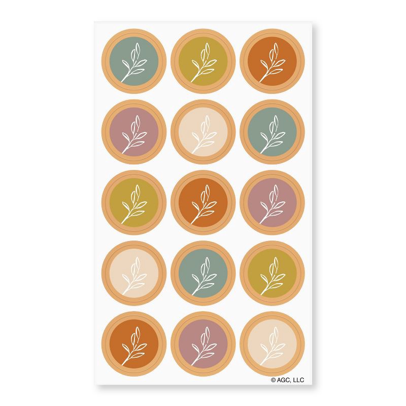 slide 1 of 4, American Greetings 30ct Stickers or Envelope Seals Boho Neutral Leaf Print, 30 ct