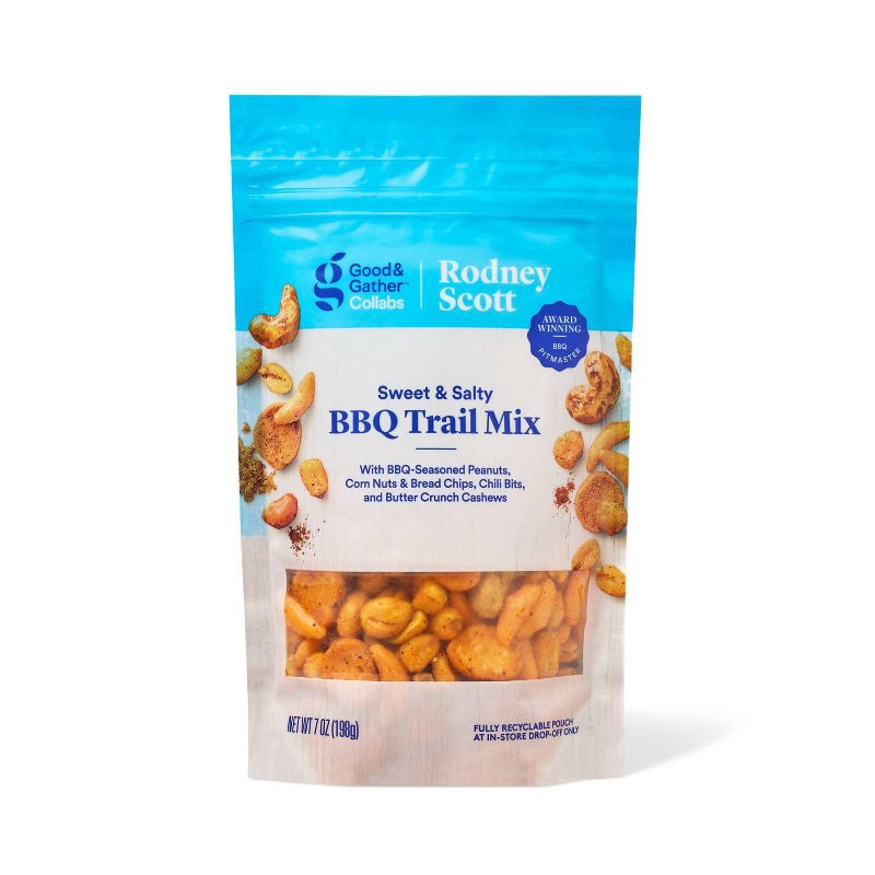 slide 1 of 4, Sweet & Salty BBQ Trail Mix - 7oz - Good & Gather™ Collabs | Rodney Scott, 7 oz