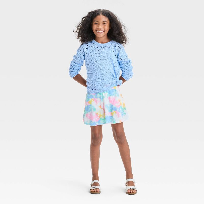 slide 3 of 3, Girls' Tie-Dye Knit Skort - Cat & Jack™ M: Mid Rise, Built-in Shorts, Side Pocket, 1 ct